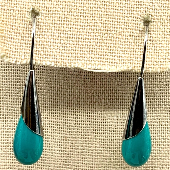 Jewelry - Vintage 925 Sterling Silver and Turquoise Teardrop Earrings